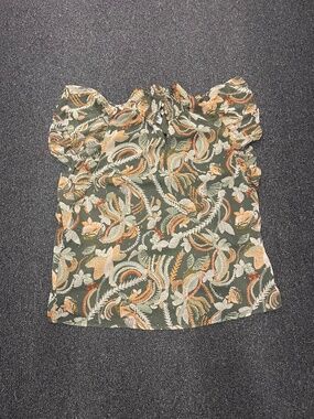 $197 Joie Chiffons Blouse Metallic Patterns Pleated